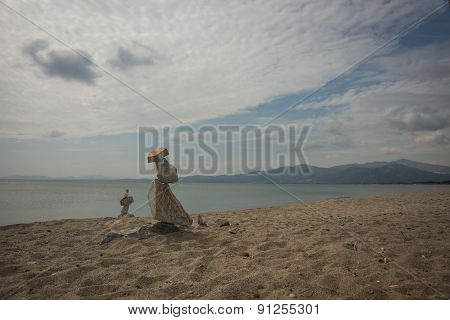 Amazing Pyramid Of Stones On The Beach In Schinias, Attica, Greece