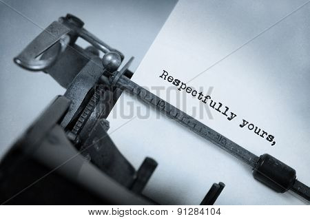 Vintage Inscription Made By Old Typewriter