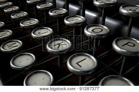 Vintage Typewriter Keys Close Up