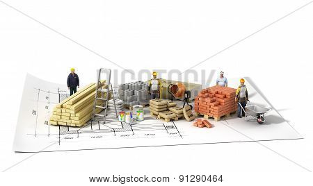 Construction Materials On The Wtite Background.