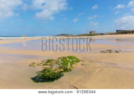 Newquay beach North Cornwall uk in spring one of the best surfing beaches in the UK