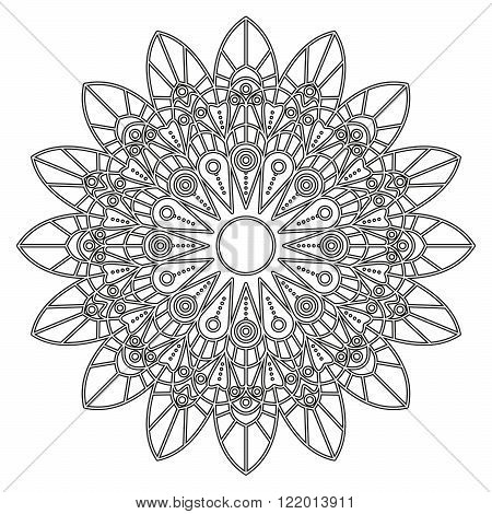 Coloring page with mandala. Ethnic decorative elements. Coloring book for adult and older children. Outline vector illustration.1