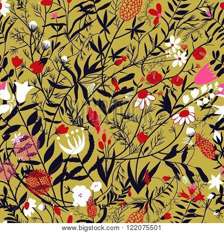 Elegant seamless pattern with flowers vector illustration