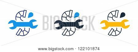 Plumbing work service, linear design logo isolated