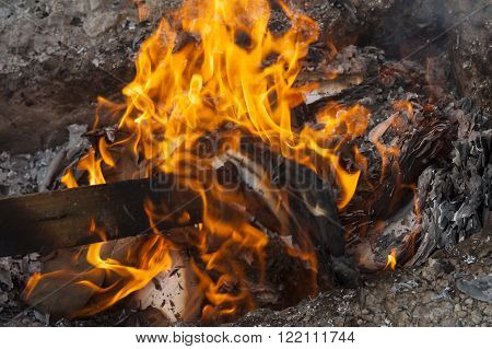 Burning Office White Paper In Bonfire