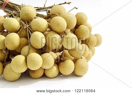 Thai Fruit Fresh Longans Isolated on White Background