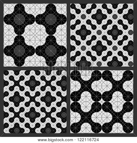 Black and white abstract geometric seamless pattern. Pattern of circles on the grid project