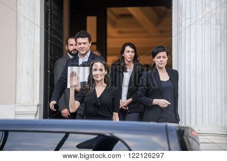 Angelina Jolie Leaves The Greek Prime Minister's Office In Athens Following A Meeting With Greek Pri