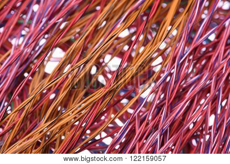 Closeup colored cables and wires as background