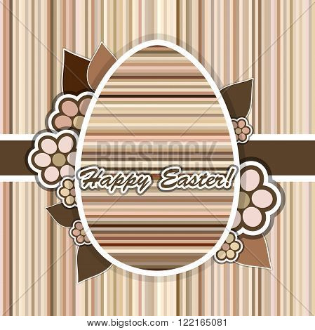 Vector Easter Illustration with Striped Brown Egg