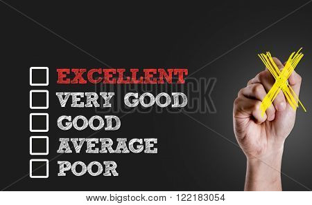 Survey with Blank space: Excellent - Very Good - Good - Average - Poor