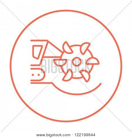 Coal machine with rotating cutting drum line icon.