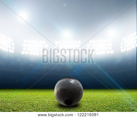 A Shotput Ball In Generic Floodlit Stadium