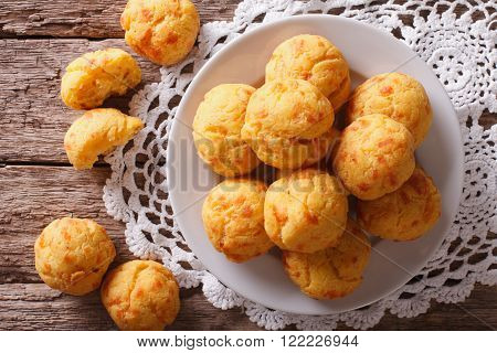 French Pastries Gougere With Cheese On The Table. Horizontal Top View
