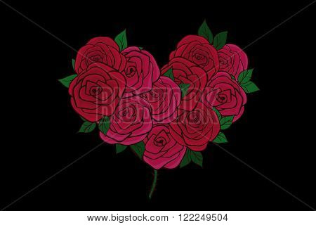 heart of roses card illustration RGB vector