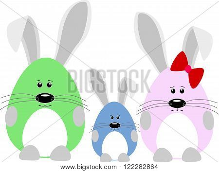 Easter rabbits family. Easter Bunny. white Background