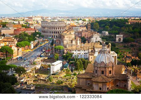 Ancient ruins of the Roman Forum in Rome Italy