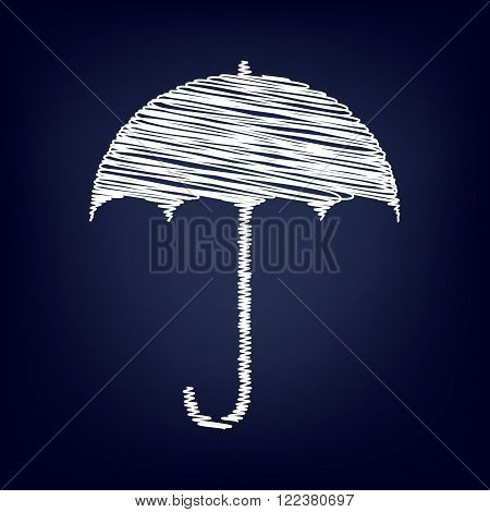 Umbrella sign icon. Rain protection symbol. Chalk effect on blue background