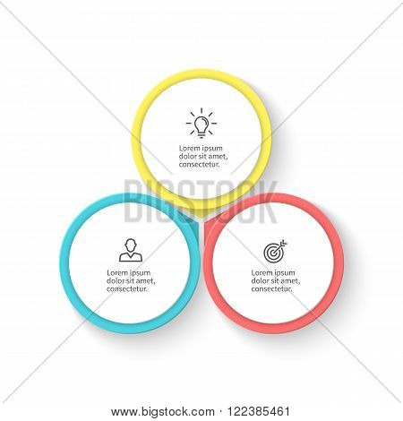 Infographic element with petals. Flat chart, diagram, graph with 3 steps, options. Vector design element.