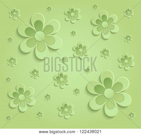 Flowers Spring paper 3D green wallpaper raster