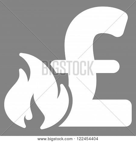 Pound Financial Fire vector icon. Pound Financial Fire icon symbol. Pound Financial Fire icon image. Pound Financial Fire icon picture. Pound Financial Fire pictogram. Flat pound financial fire icon.