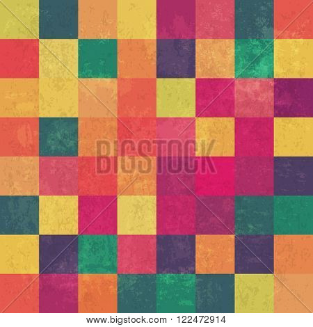 Retro squary colorful vintage background. Raster version