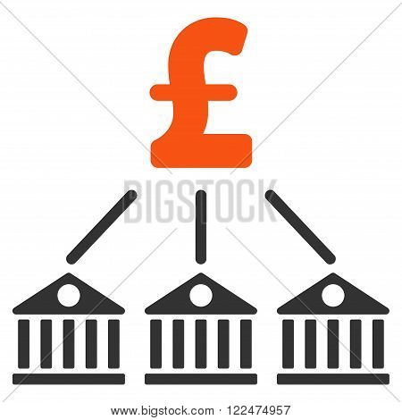 Bank Pound Expenses vector icon. Bank Pound Expenses icon symbol. Bank Pound Expenses icon image. Bank Pound Expenses icon picture. Bank Pound Expenses pictogram. Flat bank pound expenses icon.