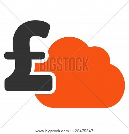 Cloud Pound Banking vector icon. Cloud Pound Banking icon symbol. Cloud Pound Banking icon image. Cloud Pound Banking icon picture. Cloud Pound Banking pictogram. Flat cloud pound banking icon.