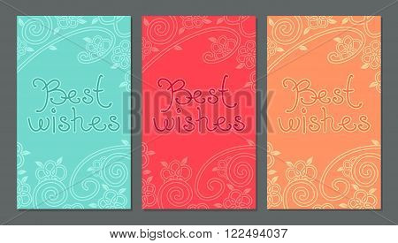 Card with best wishes lettering on floral, oriental background