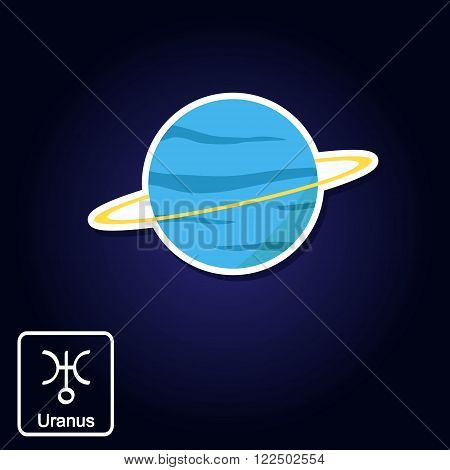 Stock vector icons with Uranus and astrology symbol of planet for your design
