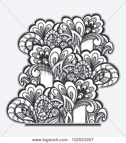 Zen doodle or Zen tangle texture or pattern  black on white for coloring page or relax coloring book or wallpaper or for decorate package clothes or different things