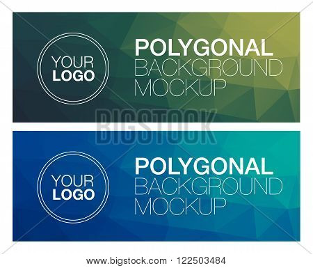 Horizontal colorful vibrant modern polygonal banner mock ups