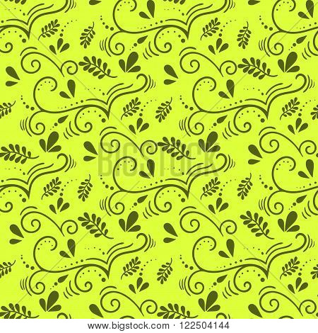 Vector seamless botanical pattern with branches. Spring pattern style