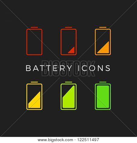 Battery Indicator Icons set. Vector illustration. Accumulator icons.
