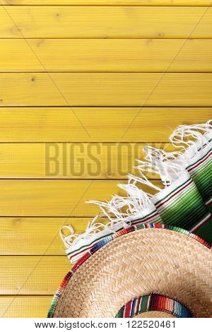 Mexican sombrero and traditional serape blanket mexico cinco de mayo festival concept