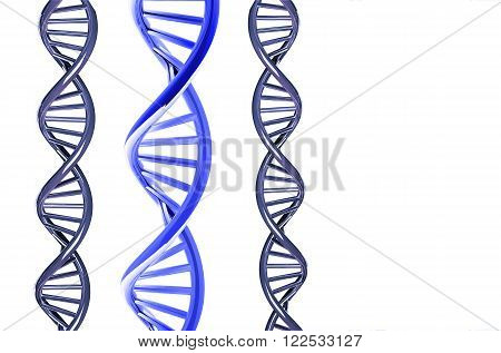 Blue DNA with copy space, isolated on white background