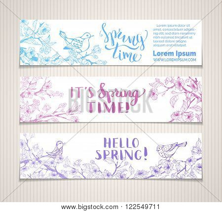 Vector Set Of Horizontal Spring Banners.