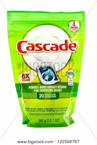 Winneconne WI - 18 August 2015: Bag of Cascade action pacs with Dawn