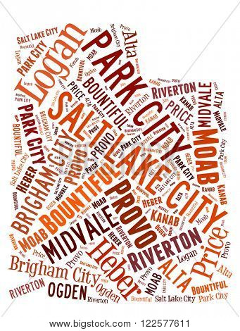 Word Cloud showing various cities in the state of Utah