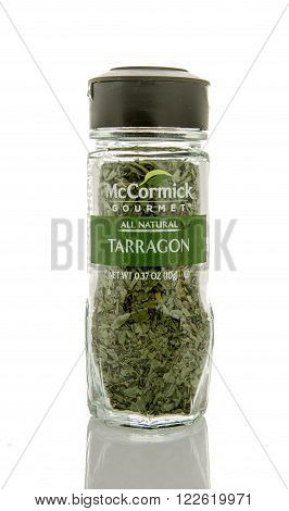 Winneconne WI - 26 Feb 2016: Bottle of McCormick gourmet tarragon seasoning