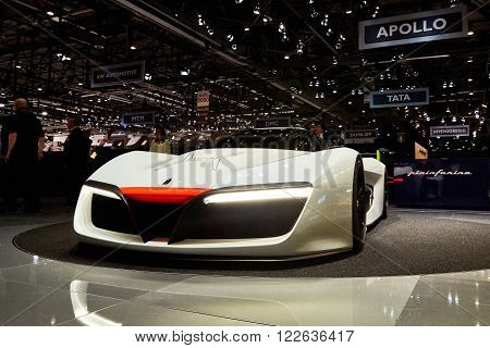 Geneva Switzerland - March 1 2016: 2016 Pininfarina H2 Speed Concept presented on the 86th Geneva Motor Show in the PalExpo