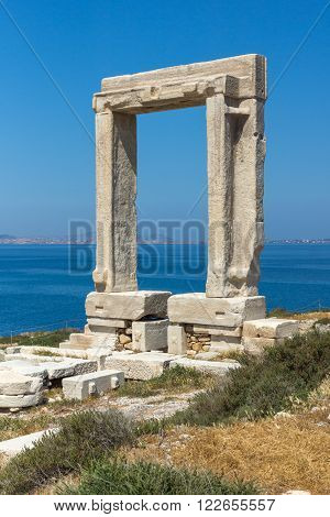 Seascape with Portara, Apollo Temple Entrance, Naxos Island, Cyclades, Greece
