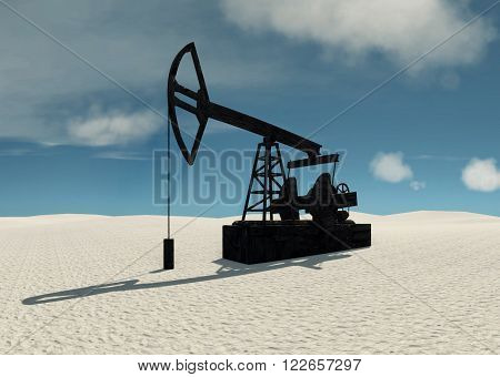 Oil rocking chair in the desert and beautiful sky