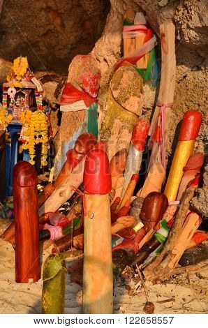 KRABI THAILAND - March 19 2015: Festival in Phra Nang Shrine Temple located in Cave