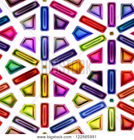 Seamless texture of abstract bright shiny colorful geometric shapes