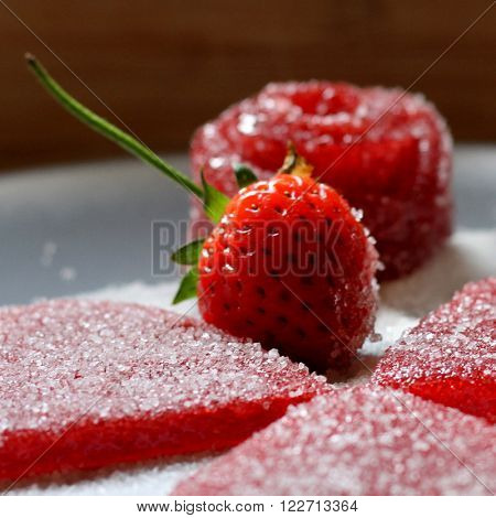 Iced sugar covered handmade fresh strawberry paste