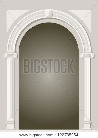 Classic antique arch portal with columns in vector graphics