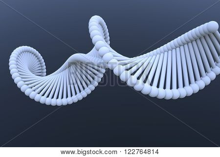 White DNA Helix in Motion. Computer Generated