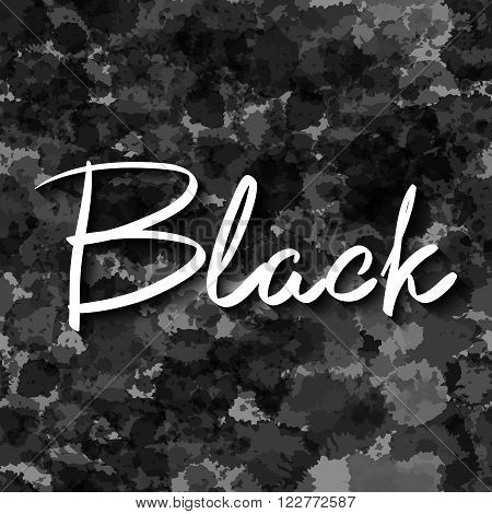 Watercolor Black Round Shapes. Hand-drawn Monochrome Splashes Stains Textures On White Background. V
