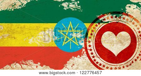 Ethiopia flag with some soft highlights and folds
